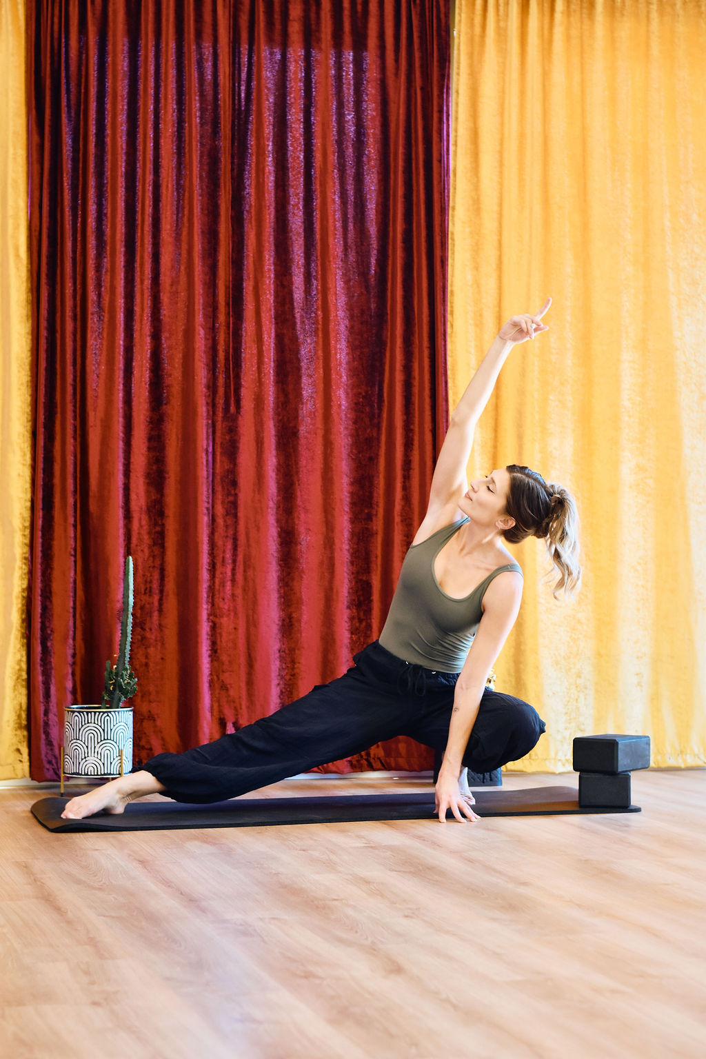 Woman practicing stretching in a studio in brossard.