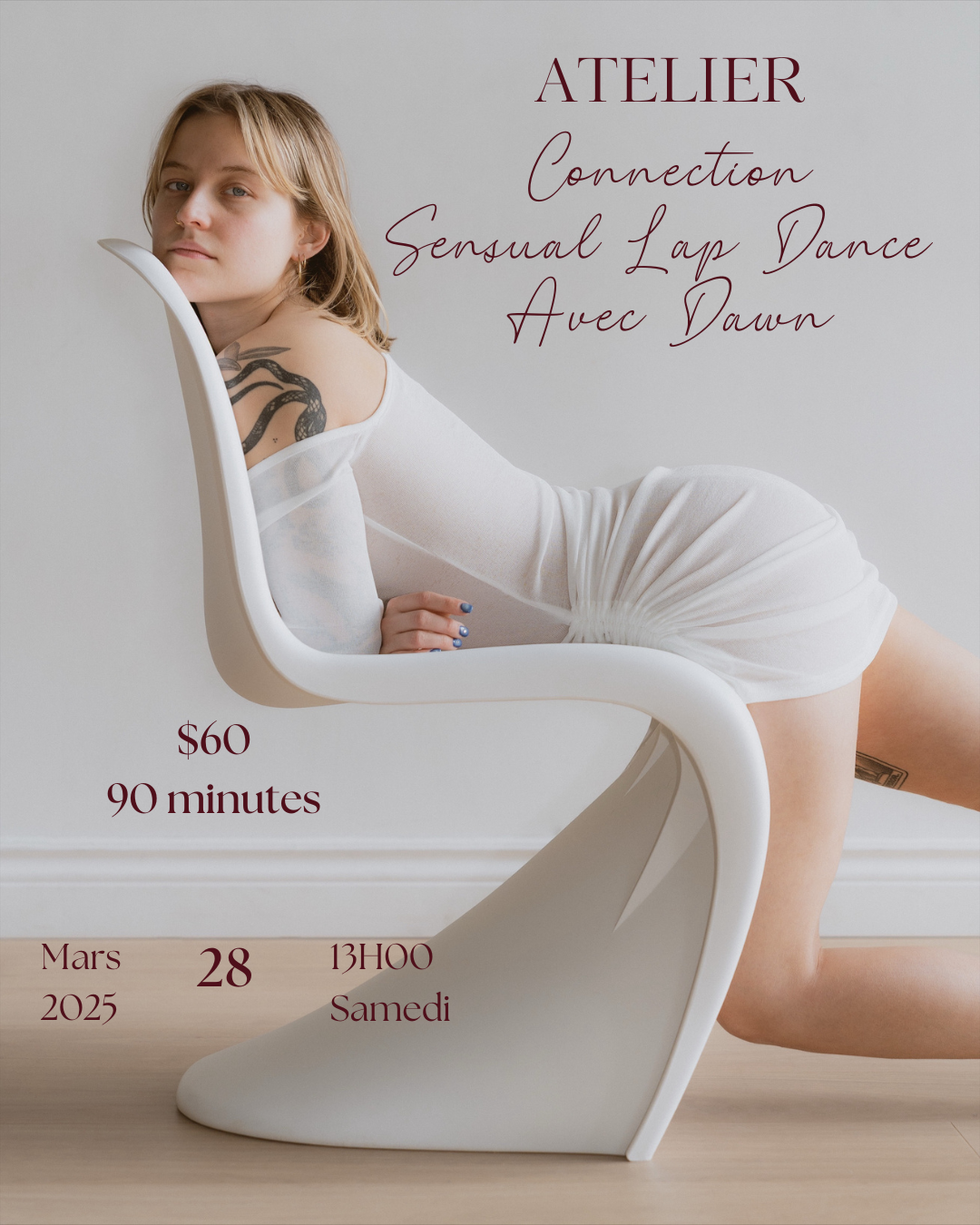 Person doing chair dance in a pole dancing studio in Brossard 