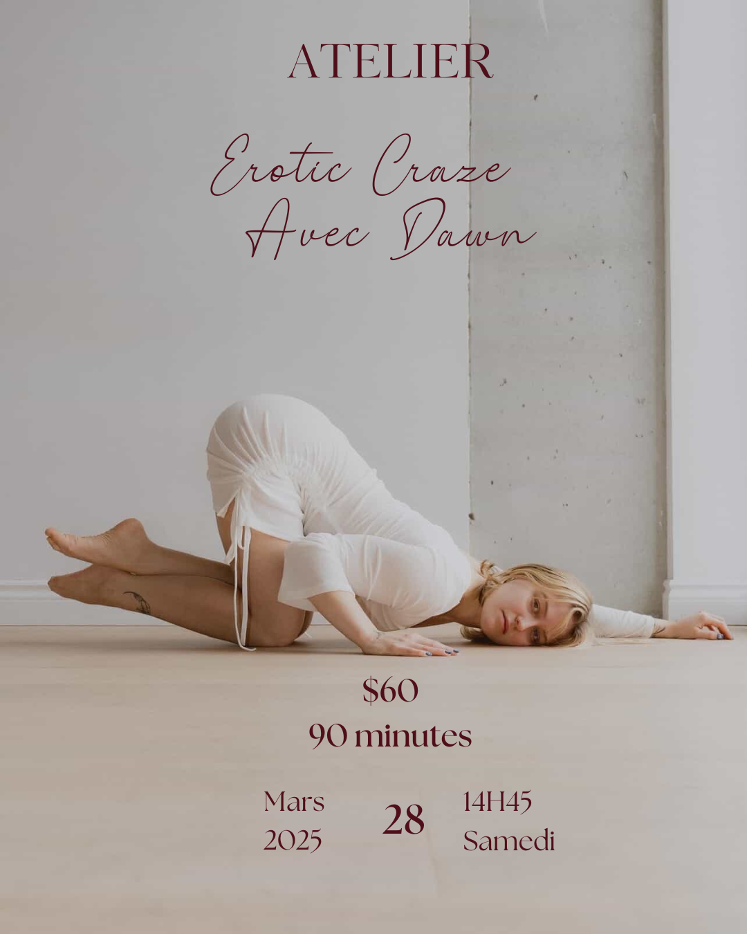 Person doing floorwork in a pole dancing studio in Brossard 