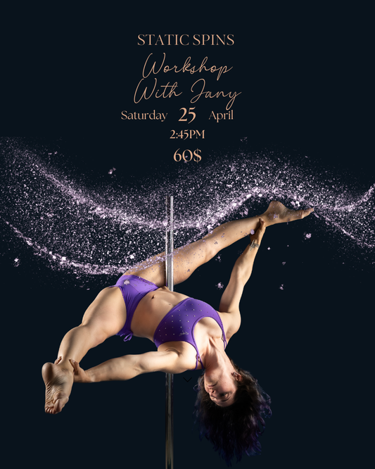 Person doing pole dancing in a pole dance studio in Brossard